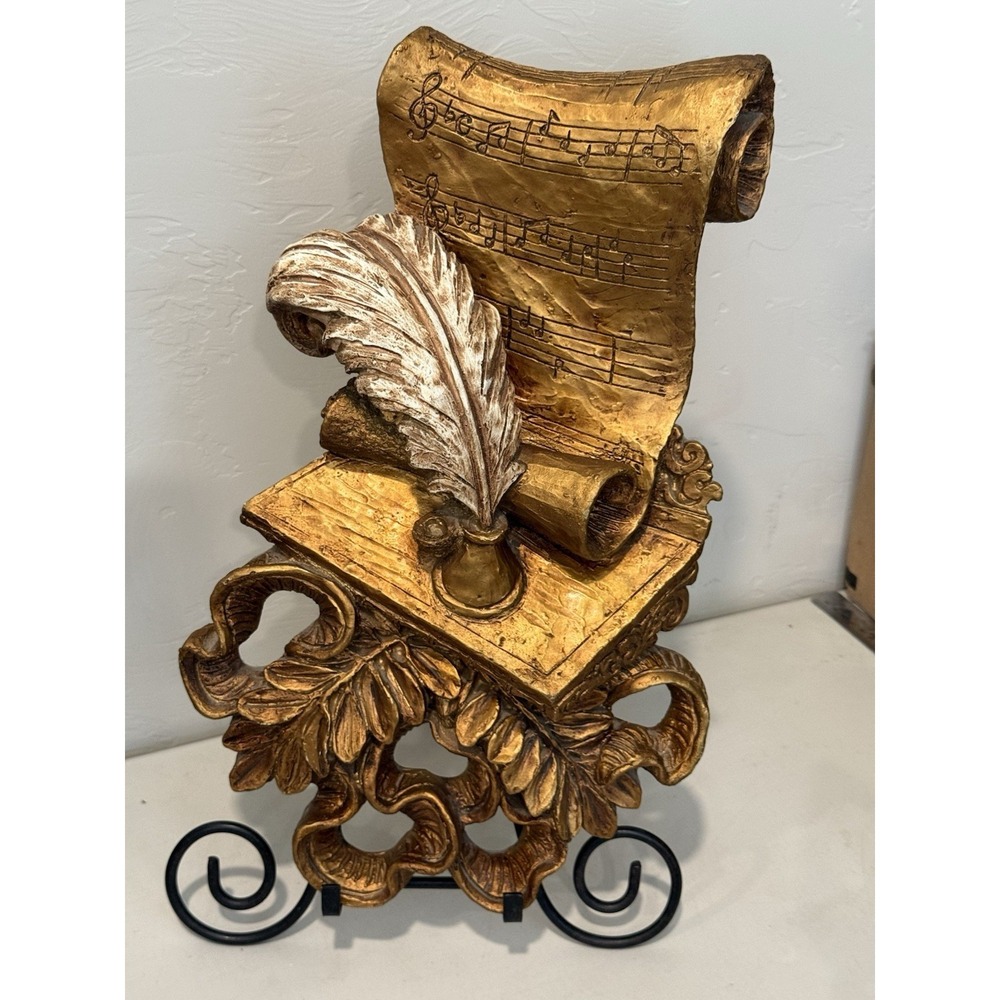 Vintage 1968 Universal Statuary Corp Wall Art Composer Musician Feather Opera